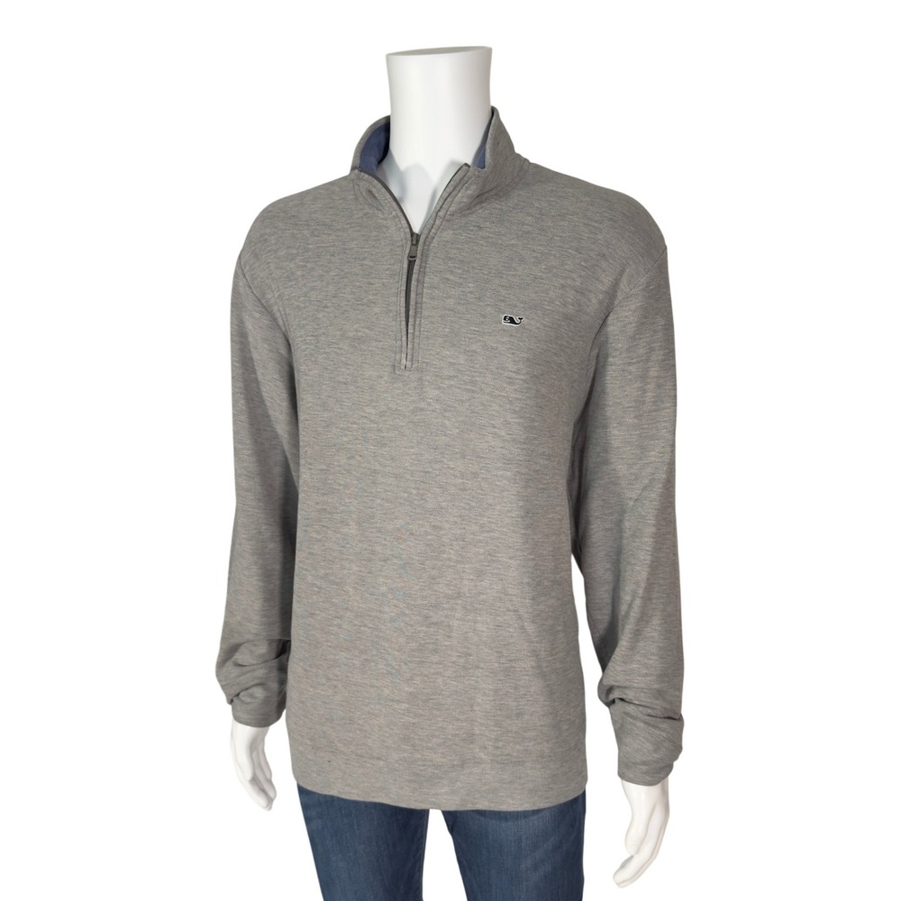 Vineyard Vines Quarter Zip Pullover Mens 2XL Gray Excellent Pima Cotton Whale
